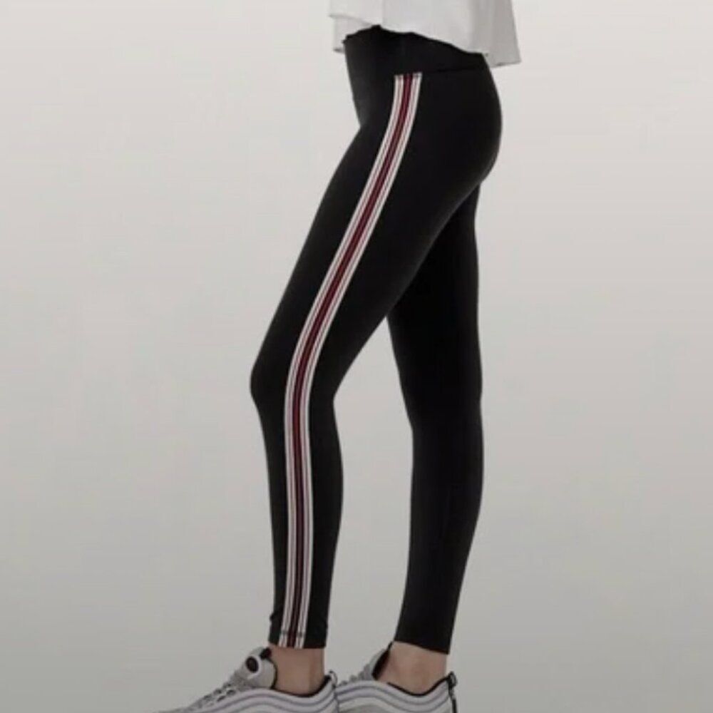 Aritzia TNA Black High Rise Leggings Size M Side Stripe Athleisure Activewear - Picture 3 of 14